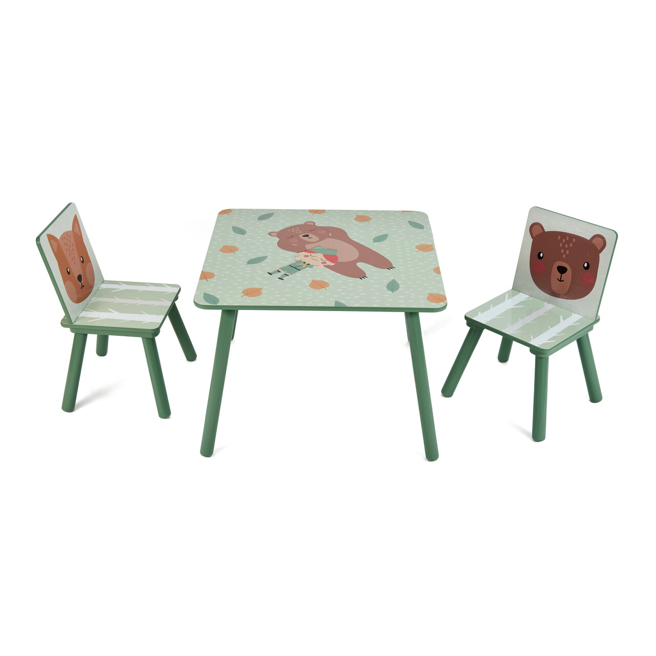 Set birou cu 2 scaune Green Forest, U-Grow, 60x60x44 cm, MDF/Pine, multicolor - imagine 3